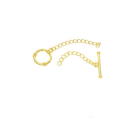 Extender Chain Toggle Clasp,Gold Circle Toggle Clasp With Extender Chain,Round Toggle Clasp For DIY Jewelry Making ,CLG007