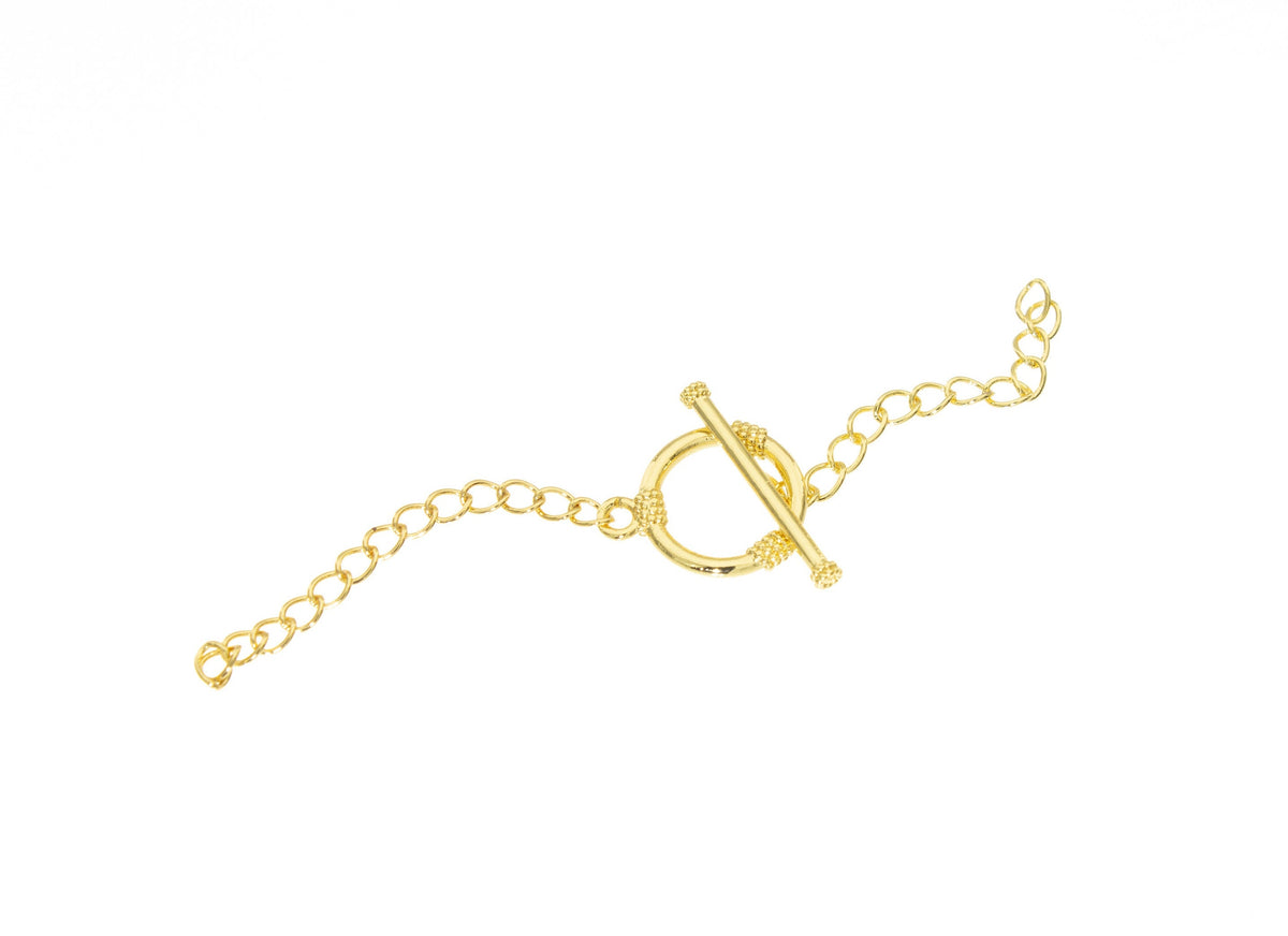 Extender Chain Toggle Clasp,Gold Circle Toggle Clasp With Extender Chain,Round Toggle Clasp For DIY Jewelry Making ,CLG007