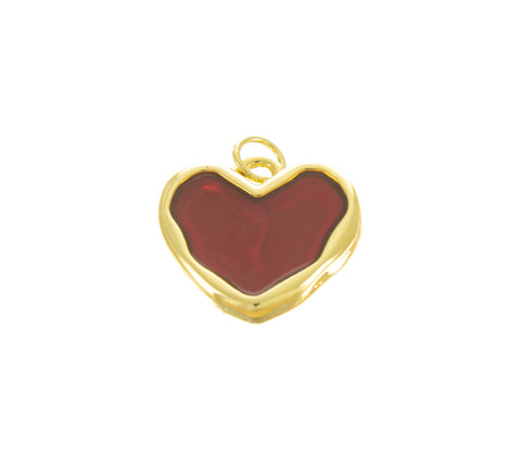 Enamel Red Heart Charm For Necklace Or Earring Making. Gold Heart charm ,Minimalist Gold Heart charm,Dainty Heart Charm, CPG021