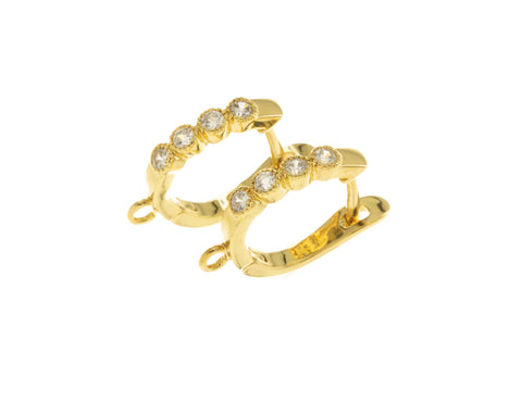 Gold Or Silver Huggie Hoop Earring,Latch Back Huggie Gold Earring,Pave Huggie Earrings.ERG002,ERS002