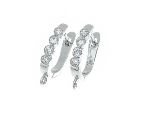 Gold Or Silver Huggie Hoop Earring,Latch Back Huggie Gold Earring,Pave Huggie Earrings.ERG002,ERS002