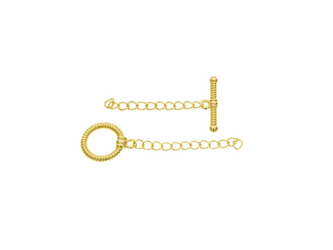 Extender Chain Toggle Clasp,Gold Circle Toggle Clasp With Extender Chain,Round Toggle Clasp For DIY Jewelry Making ,CLG006