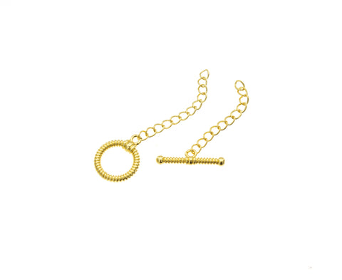 Extender Chain Toggle Clasp,Gold Circle Toggle Clasp With Extender Chain,Round Toggle Clasp For DIY Jewelry Making ,CLG006