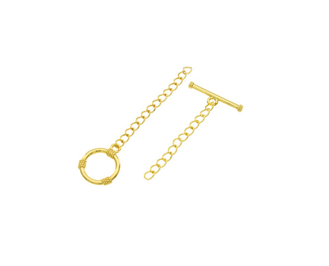 Extender Chain Toggle Clasp,Gold Circle Toggle Clasp With Extender Chain,Round Toggle Clasp For DIY Jewelry Making ,CLG007