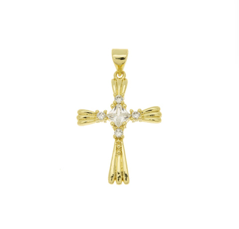 Gold Diamond Cross Charm,Pave Cross Pendant,Religious Gold Jewelry,Micro Pave Gold Cross Charm,CPG070