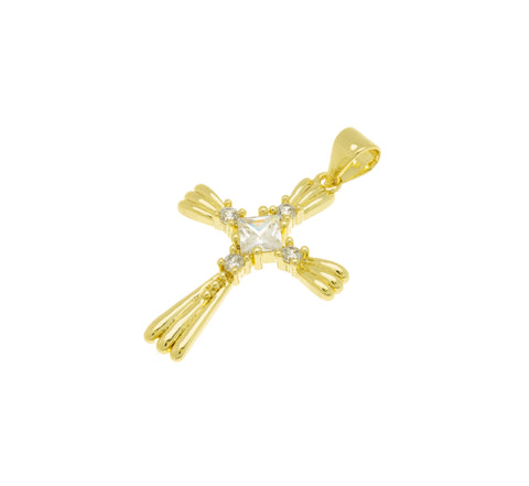 Gold Diamond Cross Charm,Pave Cross Pendant,Religious Gold Jewelry,Micro Pave Gold Cross Charm,CPG070