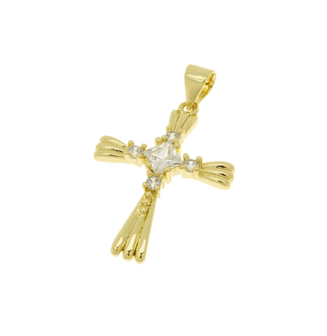 Gold Diamond Cross Charm,Pave Cross Pendant,Religious Gold Jewelry,Micro Pave Gold Cross Charm,CPG070