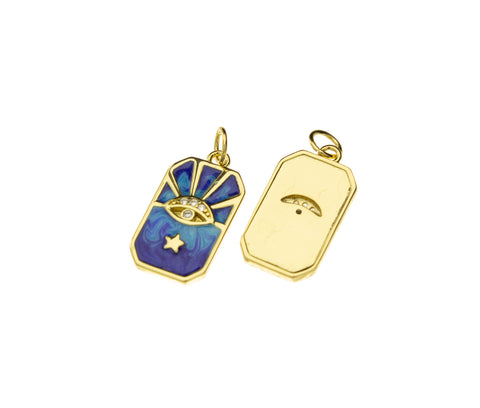 Evil Eye Amulet Charm Gold,Enamel Evil Eye Star Pendant,Pave Evil Eye Gold Charm ,CPG038