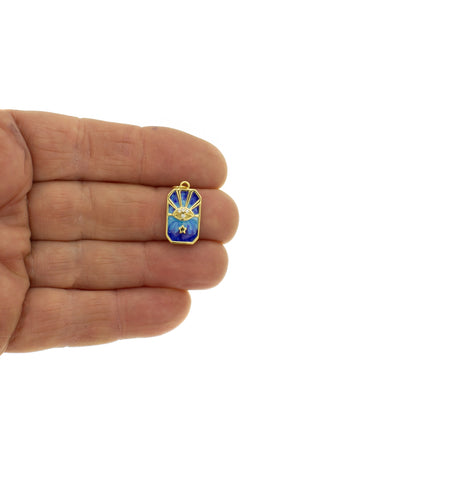 Evil Eye Amulet Charm Gold,Enamel Evil Eye Star Pendant,Pave Evil Eye Gold Charm ,CPG038