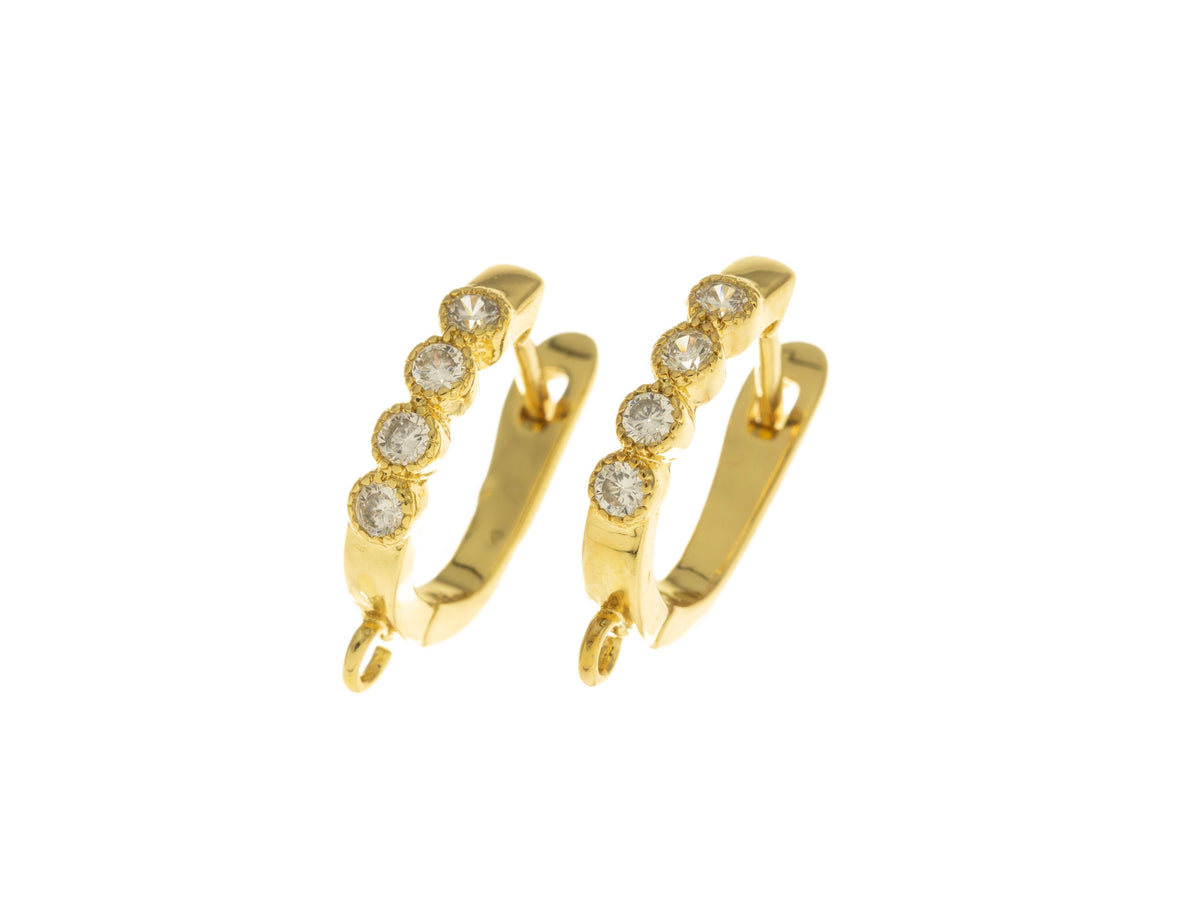Gold Or Silver Huggie Hoop Earring,Latch Back Huggie Gold Earring,Pave Huggie Earrings.ERG002,ERS002