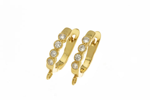 Gold Or Silver Huggie Hoop Earring,Latch Back Huggie Gold Earring,Pave Huggie Earrings.ERG002,ERS002