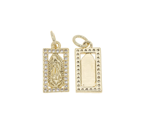 Guadalupe Dainty Gold Charm,Silver Virgin Mary Charm,Guadalupe Gold Or Silver Charm,Tiny Religious Charm,1 pc or 10 pcs,CPG284-CPS284