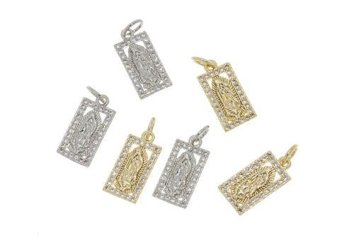 Guadalupe Dainty Gold Charm,Silver Virgin Mary Charm,Guadalupe Gold Or Silver Charm,Tiny Religious Charm,1 pc or 10 pcs,CPG284-CPS284