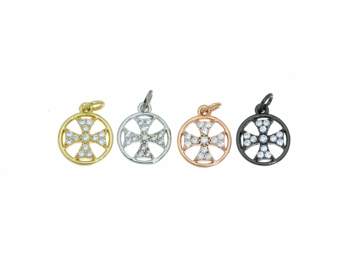 Gothic cross cz charm,Dainty Cross Charm,Gold Rose,Silver,Black Cross Charms,CP367