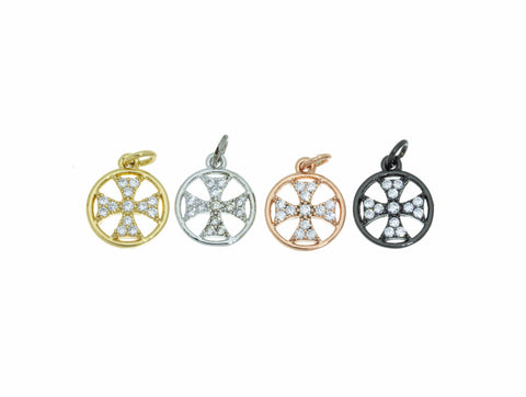Gothic cross cz charm,Dainty Cross Charm,Gold Rose,Silver,Black Cross Charms,CP367