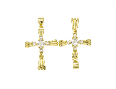 Gold Diamond Cross Charm,Pave Cross Pendant,Religious Gold Jewelry,Micro Pave Gold Cross Charm,CPG070