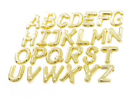 Balloon Gold Or Silver Alphabet Charms, bubble letters,Birthday Party Favors,Birthday Balloon Charm,Bubble Bead Charm,CPG416-CPS416