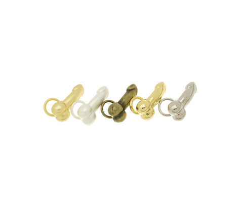 Gold, Satin Gold or Antique Silver, Antique Gold  Mini Phallus Charm, 12x4mm, Penis Charm, 1 pc,5pcs or 10 pcs, WHOLESALE
