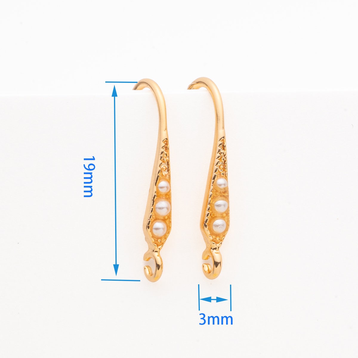 Gold Pearl set Earring Wire, French earring hooks, 19*3mm, dangling earring wires, dangling earrings for DIY, Jewelry Making, ERG313