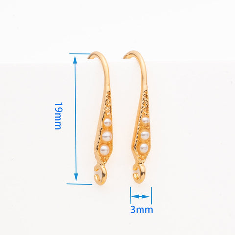 Gold Pearl set Earring Wire, French earring hooks, 19*3mm, dangling earring wires, dangling earrings for DIY, Jewelry Making, ERG313