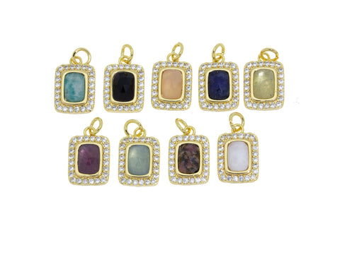 Natural Stone Teardrop Shape Charms,9 Different Natural Stone Charms, Bezel Charms,Dainty Color Stone Charm,CPG439