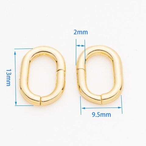 Dainty Gold Oval Clicker Ring, O Clicker Charm Holder, Oval Snap Clasp, Oval Charm Holder, 13x9.5mm, 1 pc, 5 pcs, 10 pcs, CLG102