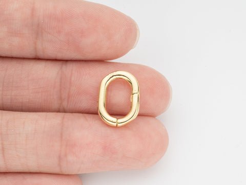 Dainty Gold Oval Clicker Ring, O Clicker Charm Holder, Oval Snap Clasp, Oval Charm Holder, 13x9.5mm, 1 pc, 5 pcs, 10 pcs, CLG102