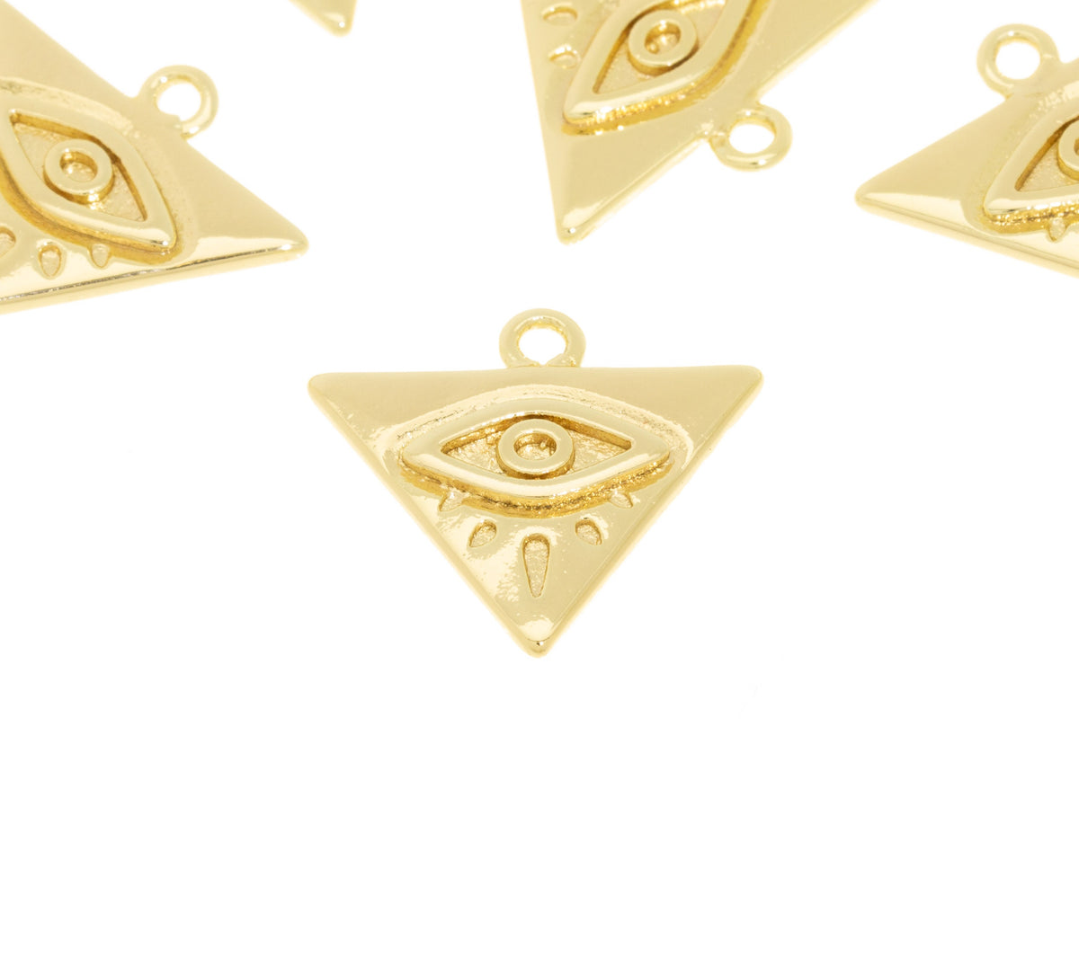 Gold Evil eye Triangle Charm,Turkish Evil Eye Charm,Nazar Evil Eye Charm,Amulet Gold Evil Eye Charm, 1 pcs or 10 pcs, WHOLESALE, CPG108