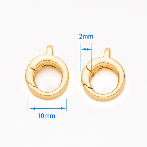 Gold Push in round Clasp, chain enhancer, push in charm holder, push gate clasp, 10mm round clasp, 1 pc, 5 pcs or 10 pcs, CLG210