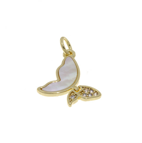 Butterfly Gold Charm,Dainty Butterfly Charm,Mother Of Pearl Butterfly Pendant,CPG470