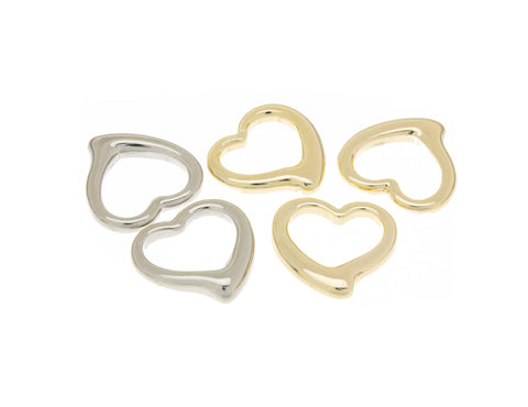 Gold or Silver Open Balloon Heart Pendant, 23mm elongated Balloon Heart Charm, Token of Love, 1 pc or 10 pcs, WHOLESALE,CPG081-CPS081