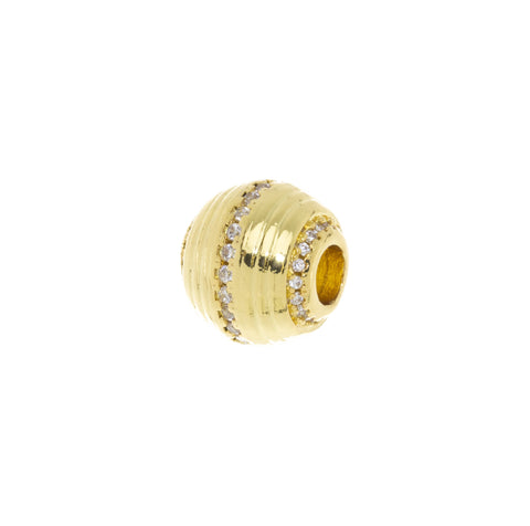 Gold Barrel Spacer Bead With CZ, Spacer Bead For Bracelet Or Necklace,Pave Bead Spacer For Jewelry, SPG004