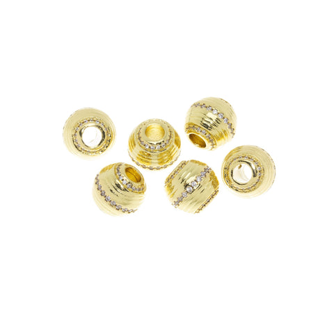 Gold Barrel Spacer Bead With CZ, Spacer Bead For Bracelet Or Necklace,Pave Bead Spacer For Jewelry, SPG004