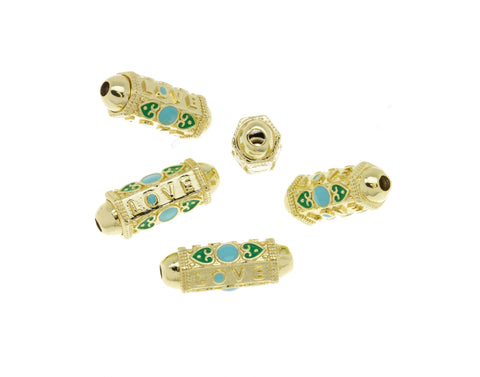 Tube Spacer Bead For Bracelet Or Necklace,Monogram Gold Spacer Bead With Enamel,Spacer Bead For Elastic Cord Or Chain Bracelet ,SPG008