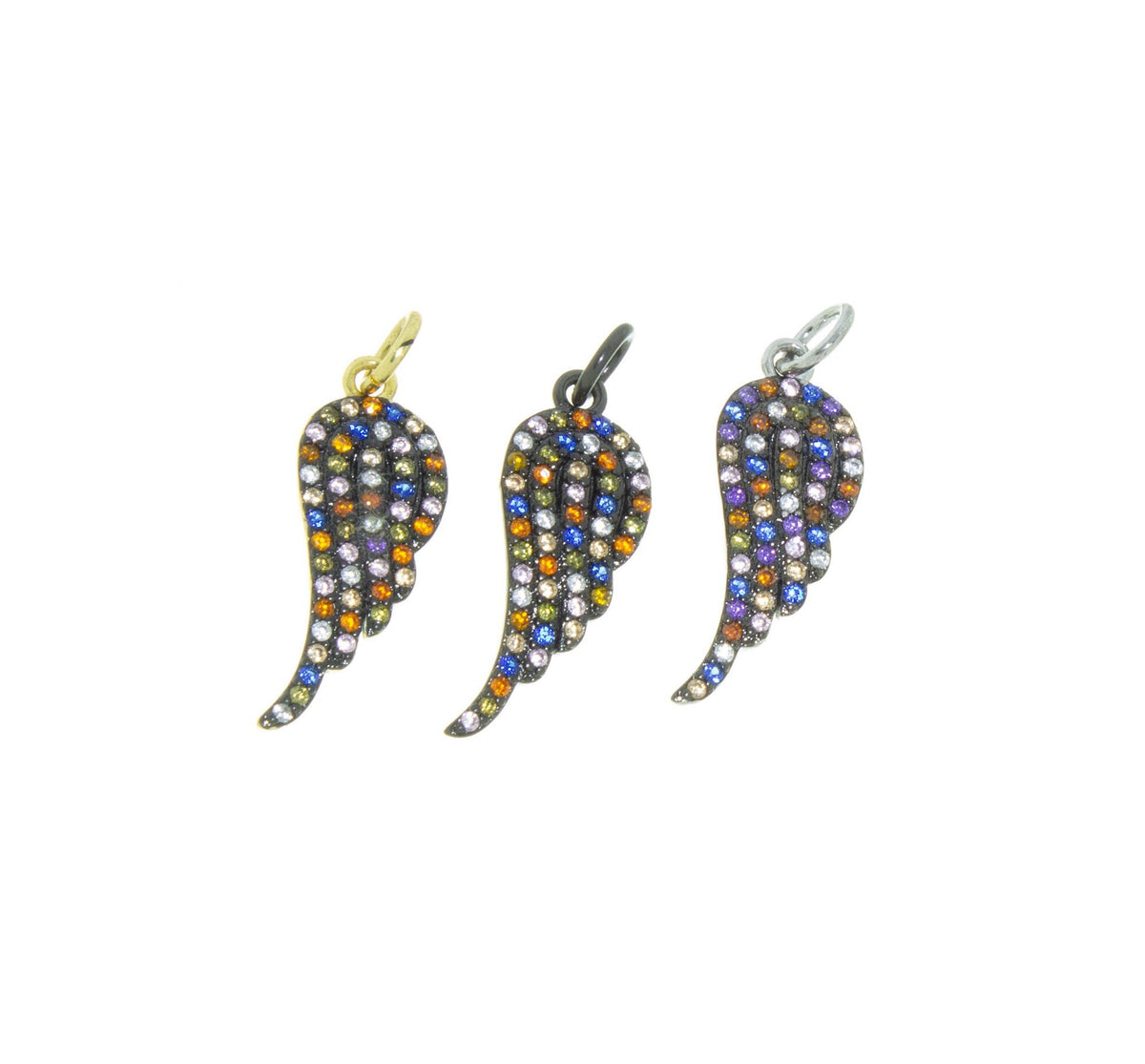 Gold Rainbow Angel wing charm,Small Angel Wing Charm,Pave Angel Wing Rainbow Charm,CPG407-CPB407