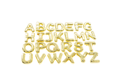 Balloon Gold Or Silver Alphabet Charms, bubble letters,Birthday Party Favors,Birthday Balloon Charm,Bubble Bead Charm,CPG416-CPS416
