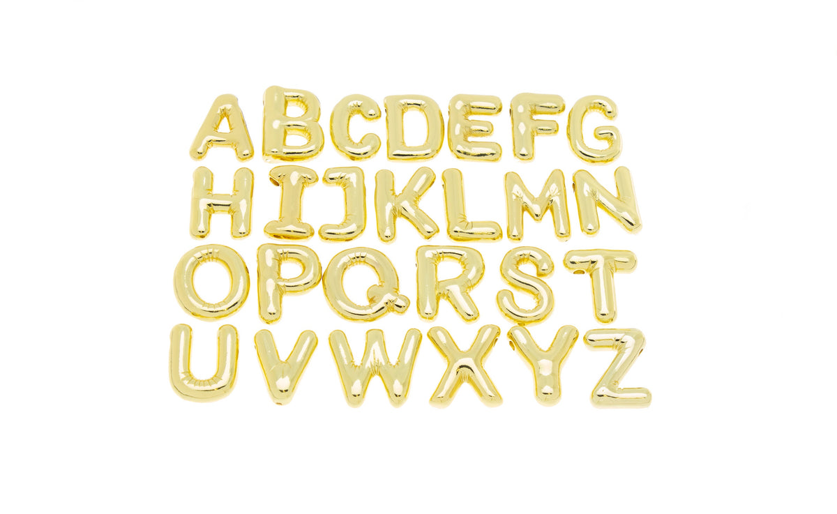 Balloon Gold Or Silver Alphabet Charms, bubble letters,Birthday Party Favors,Birthday Balloon Charm,Bubble Bead Charm,CPG416-CPS416