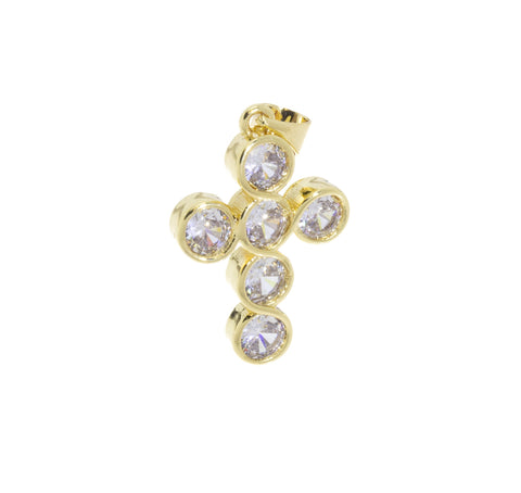 Small Cross Charm With CZ,Pave Gold Cross Pendant,Religious Gold Jewelry,CZ Gold Cross Charm,CPG688