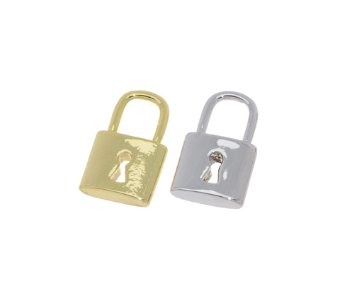 Gold Padlock Charm,Silver Lock pendant, padlock For Necklace,1 pc or 10 pcs, WHOLESALE,CPG437-CPS437