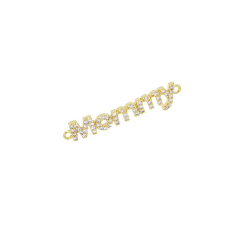 Mommy Monogram Connector Charm,Mommy Bracelet Connector,Gold Mommy Connector Charm With AAA Cubic Zirconia,CNG031