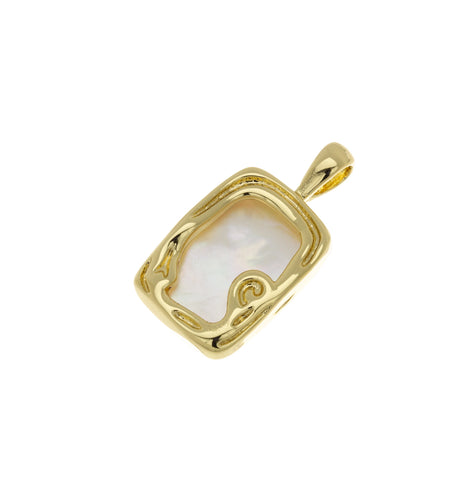 White Mother Of Pearl Pendant,Gold MOP Charm ,Dainty Mother Of Pearl charm,CPG303