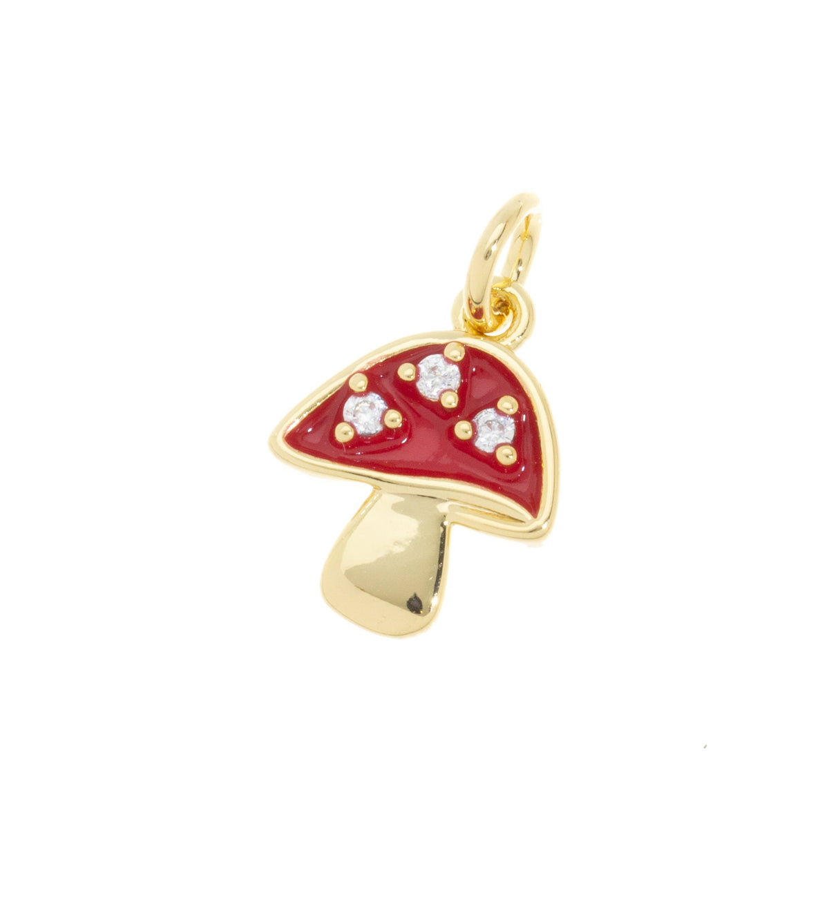Tiny Mushroom Gold Charm For Bracelet Or Necklace,Dainty Enamel Mushroom Pendant,1 pc,5 pcs Or 10pcs,WHOLESALE,CPG467