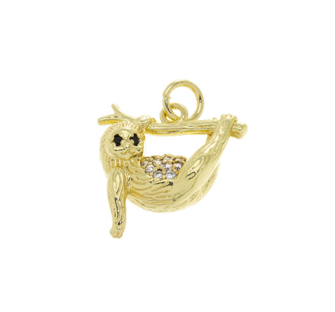 Sloths Hanging Gold Charm,Small Sloths Gold Pendant For Necklace Or Bracelet,DIY Jewelry Making Supply,CPG463