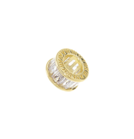 Gold Spacer Bead With Roman numerals,Baguette CZ Gold Cylindrical Shape Spacer,Dainty Tube Spacer Bead For Bracelet Or Necklace, SPG007
