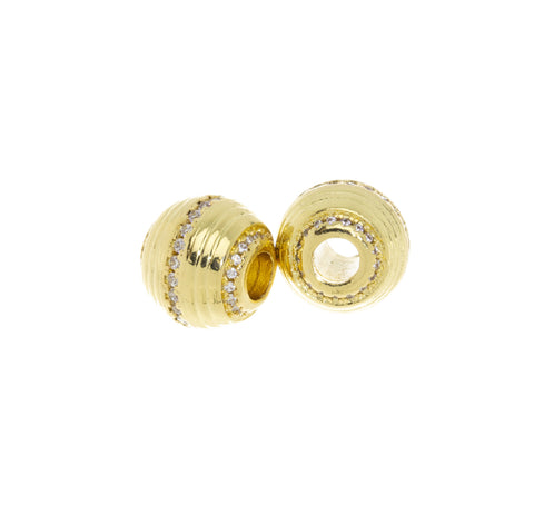 Gold Barrel Spacer Bead With CZ, Spacer Bead For Bracelet Or Necklace,Pave Bead Spacer For Jewelry, SPG004