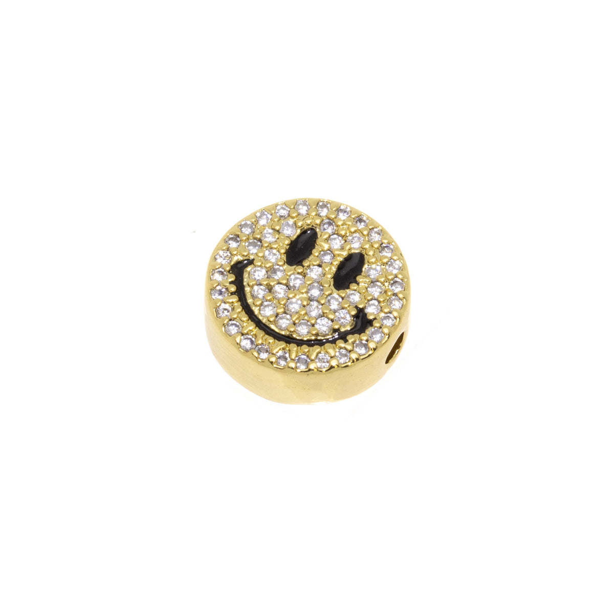 Happy Face Spacer Bead For Bracelet Or Necklace,Two Sided Pave Happy Face Gold Spacer Bead,Elastic Cord Bracelet Bead,SPG005