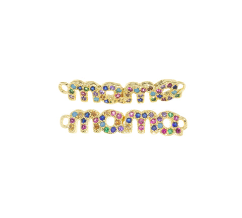 Mama Charm Connector For Bracelet,Mama Word Monogram Connector Charm,Mother’s Day Gift,Mama Pave CZ Monogram,CNG040