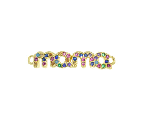 Mama Charm Connector For Bracelet,Mama Word Monogram Connector Charm,Mother’s Day Gift,Mama Pave CZ Monogram,CNG040