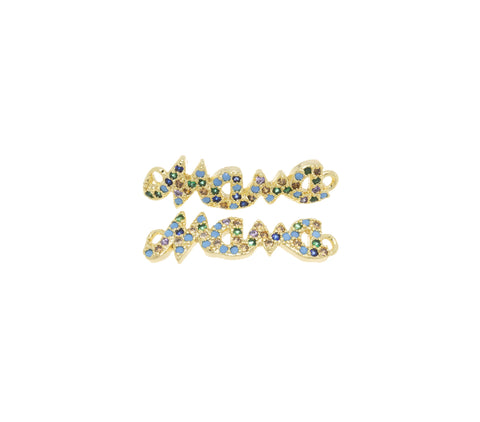 Mama Charm Connector For Bracelet,Mama Word Monogram Connector Charm,Mother’s Day Gift,Mama Pave CZ Monogram,CNG045