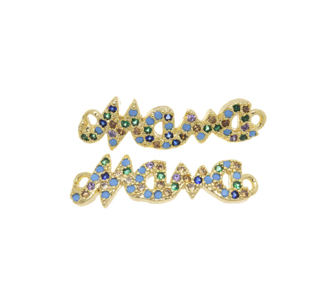 Mama Charm Connector For Bracelet,Mama Word Monogram Connector Charm,Mother’s Day Gift,Mama Pave CZ Monogram,CNG045